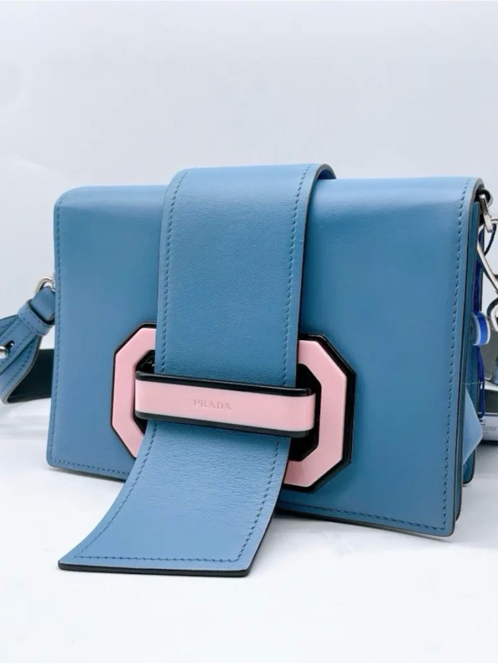 ✨💎LIKE NEW💎✨PRADA RIBBON GEOMETRIC CITY BAG W/DUSTY - Picture 2 of 11